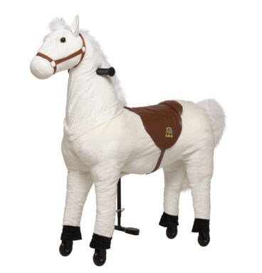 Rijpaard Snowy (kleur: wit) – maat XL voor kinderen vanaf 8 jaar en volwassenen langer dan 120 cm | draagvermogen 100 kg
