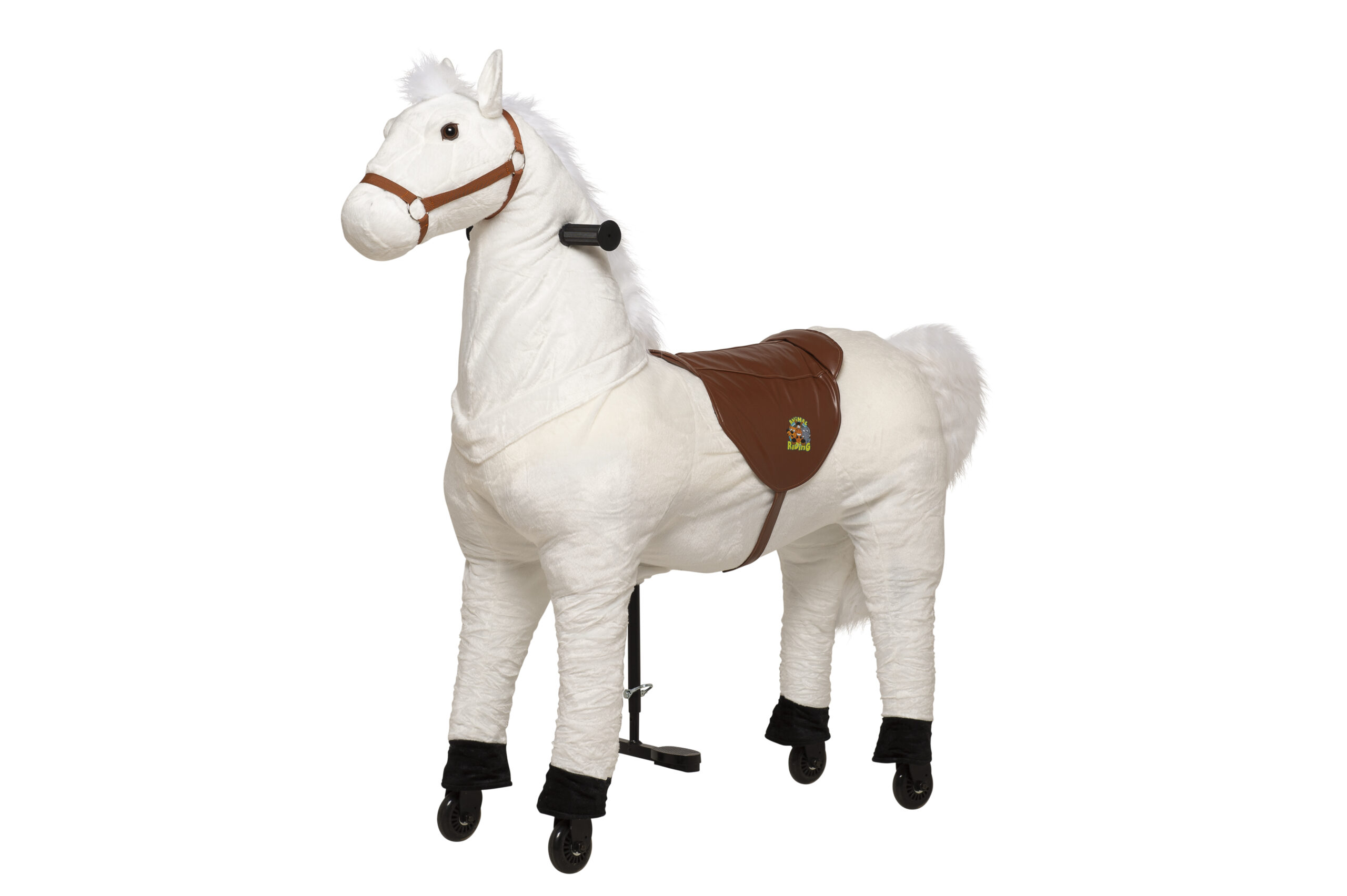 Rijpaard Snowy (kleur: wit) – maat XL voor kinderen vanaf 8 jaar en volwassenen langer dan 120 cm | draagvermogen 100 kg