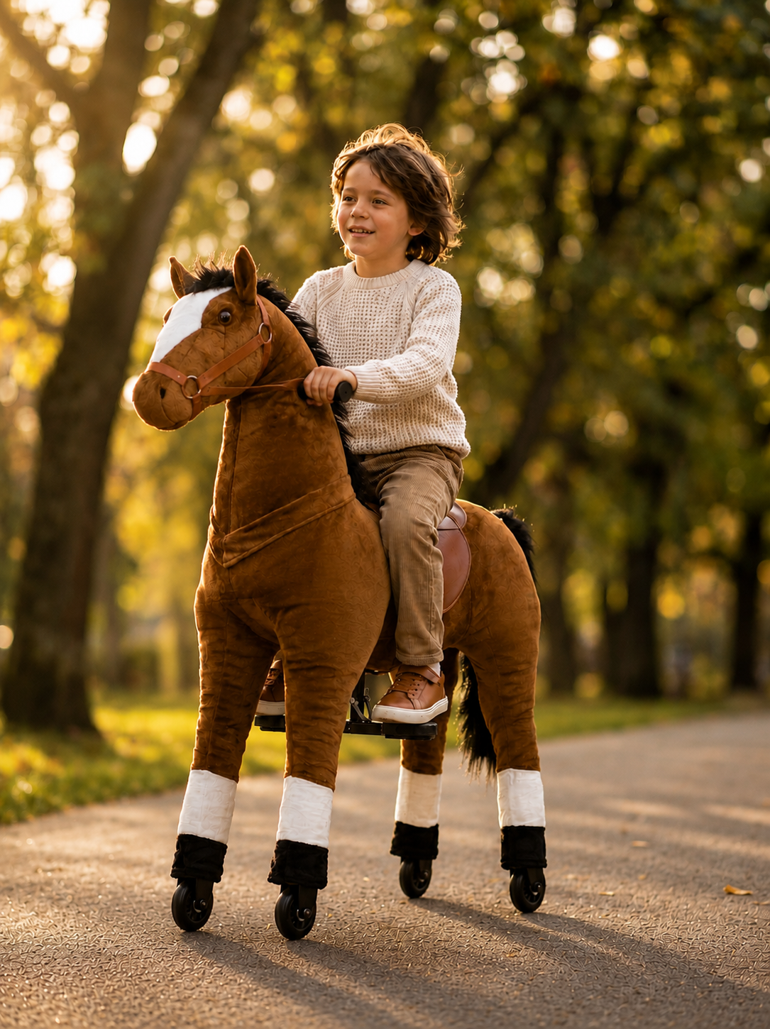 Reitpferd Amadeus (Farbe: braun) – Größe M/L für Kinder von 5 bis 9 Jahren und größer als 110 cm | Tragkraft 80 kg – Bild 6