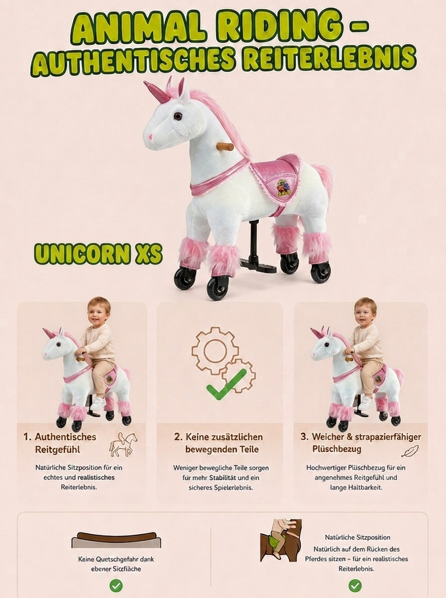 Eenhoorn Melody (Kleur: paars) – Maat XS voor kinderen van 2–4 jaar, lengte >83 cm | Draagvermogen 40 kg - Afbeelding 5