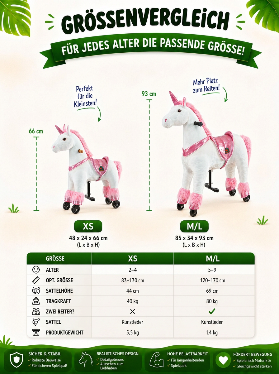 Eenhoorn Melody (Kleur: paars) – Maat XS voor kinderen van 2–4 jaar, lengte >83 cm | Draagvermogen 40 kg - Afbeelding 8