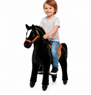 Rijpaard Black Beauty (kleur: zwart) – maat XS voor kinderen van 2-4 jaar en groter dan 83 cm | draagvermogen 40 kg