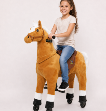 Reitpferd Simba (Farbe: hellbraun) – Größe M/L für Kinder ab 5-9 Jahren und Größer >110cm | Traglast 80kg