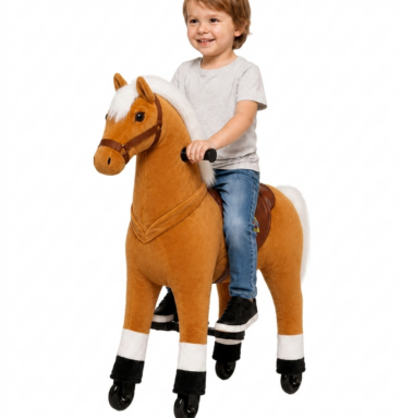 Rijpaard Simba (kleur: lichtbruin) – maat S voor kinderen van 3-5 jaar en groter dan 105 cm | draagvermogen 55 kg