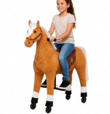 Rijpaard Simba (kleur: lichtbruin) – maat M/L voor kinderen van 5-9 jaar en groter >110 cm | draagvermogen 80 kg