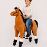 Reitpferd Storm (Farbe: hellbraun) – Größe M/L für Kinder ab 5-9 Jahren und Größer >110cm | Traglast 80kg