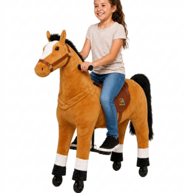 Reitpferd Storm (Farbe: hellbraun) – Größe XL für Kinder ab 8 Jahren und Erwachsene Größer >120cm | Traglast 100kg