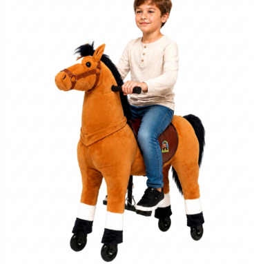 Reitpferd Storm (Farbe: hellbraun) – Größe M/L für Kinder ab 5-9 Jahren und Größer >110cm | Traglast 80kg